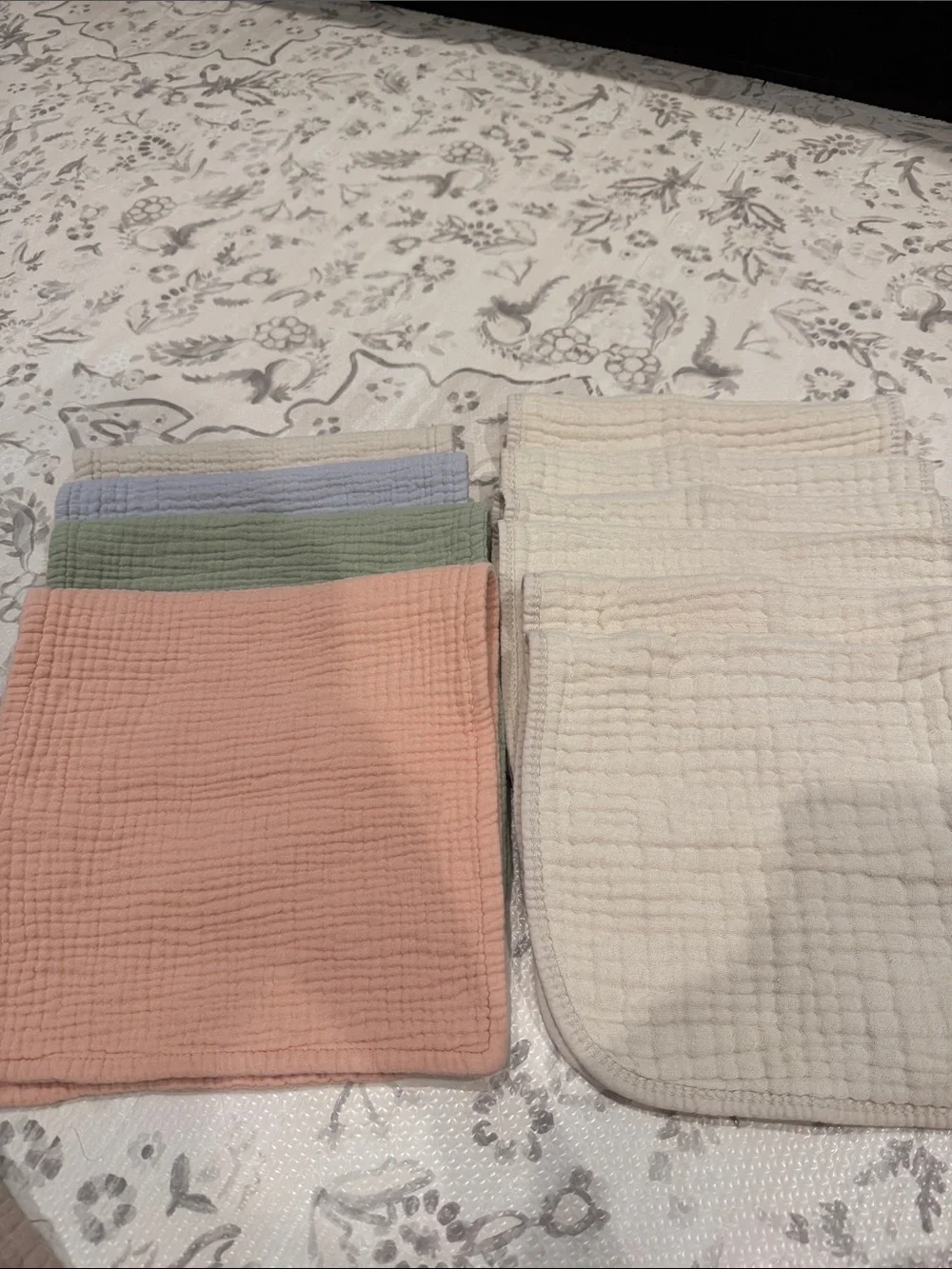 Muslin burp cloths and bibs